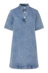 Pieces - Kjole - Kenya SS A-Shape Denim Dress - Medium Blue Denim