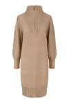 Pieces - Kjole - PC Filaya LS Half Zip Wool Knit Dress - Silver Mink