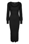 Pieces - Kjole - PC Jamil LS Sweetheart Neckline Dress - Black