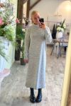 Pieces - Kjole - PC Juliana LS Rollneck Knit Dress - Light Grey Melange