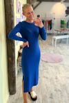 Pieces - Kjole - PC Kylie LS O-Neck Midi Dress - Mazarine Blue