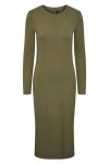 Pieces - Kjole - PC Kylie LS O-Neck Midi Dress - Deep Lichen Green