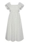 Pieces - Kjole - PC Malou SL Midi Frill Dress - Bright White/Black Dot