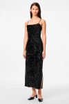 Pieces - Kjole - Kam SL Ankle Slip Dress - Black sequins