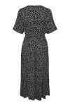 Pieces - Kjole - PC Tala Ss String Midi Dress Wvn Noos Bc - Black/White dot
