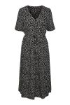 Pieces - Kjole - PC Tala Ss String Midi Dress Wvn Noos Bc - Black/White dot