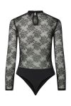 Pieces - Bodystocking - Milly LS Lace Bodystocking - Black