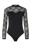 Pieces - Bodystocking - Milly LS Lace Bodystocking - Black