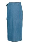 Pieces - Nederdel - PC Abbi MW Long Denim Wrap Skirt - Light Blue Denim