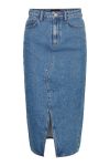 Pieces - Nederdel - Pcsky Hw Rhinestone Midi Skirt - Medium Blue Denim