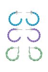 Pieces - Øreringe - PC Olana 3-Pack Earrings - Princess Blue/Purple/Green