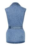 Pieces - Vest - Sabine Long Denim Vest - Medium Blue Denim