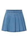 Pieces - Nederdel - Silje MW Plissé Mini Denim Skirt - Light Blue Denim