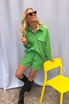 Pieces - Skjorte - PC Abby LS loose shirt - Poison Green - Ditte Estrup