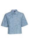 Pieces - Skjorte - PC Kalyn SS Denim Shirt - Light Blue Denim