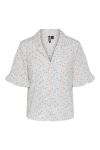 Pieces - Skojrte - PC Mille 2/4 Frill Shirt - Bright White/Flower