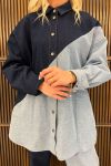 Pieces - Skjorte - PC Lena LS Oversized Denim Shirt - Light Blue Denim Color Blocked 