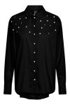 Pieces - Skjorte - PC Tanne LS Pearl Detail Loose Shirt MM - Black