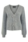 Pieces - Cardigan - PC Anna Glitter Bow V-Neck Cardigan D2D - Medium Grey Melange