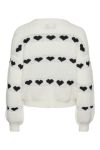 Pieces - Strik - Pc Nove Ls O-Neck Heart Knit - Cloud Dancer