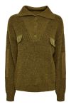 Pieces - Strik - PC Naura LS Half Placket Knit - Fir Green