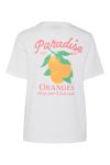 Pieces - T-shirt - Summer Printed T-shirt - Bright White/Paradise orange