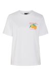 Pieces - T-shirt - Summer Printed T-shirt - Bright White/Paradise orange