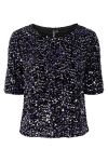 Pieces - Top - PC Kam SS Top - Black/Purple Silver 