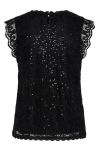 Pieces - Top - Pc Olline Sl Lace Sequins Top Noos - Black