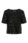 Pieces - Top - Pc Serena Sequin Ss O-Neck Top - Black
