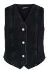 Pieces - Vest - PC Alma Denim Vest - Dark Grey Denim