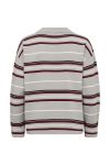 A-View - Bluse - Polo Long Sleeve Stripe Knit Blouse - Grey/Off white 