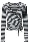 Pieces - Bluse - Laya LS Wrap Top - Black White Stripes