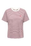 JDY - T-shirt - Pisa S/S Print Top - Cloud Dancer/Windsor Wine Stripes/BS Heart