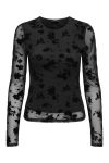 JDY - Top - Ruby L/S Mesh Flock Top - Black Big Flowers