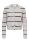 JDY - Cardigan - Chloe L/S Cardigan Knit - Light Grey Melange/W. New Stripe Winetasting 