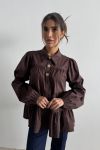 Continue - Bluse - Sanna Gold Buttons - Dark Brown