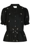 Neo Noir - Bluse - Savy Flower Emb Blouse - Black