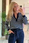 Sisters Point - Bluse - HILVA-POLO.LS1 - Navy/Cream