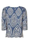 Sisters Point - Top - Gilma-T - Denim Blue/Cream