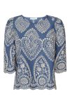 Sisters Point - Top - Gilma-T - Denim Blue/Cream