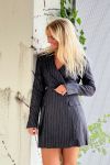 Something New - Kjole - SN Kara LS Pinstripe Twist Mini Dress - Stone Grey Pinstripe 