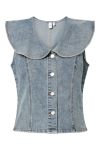 Y.A.S - Top - Teresa Denim Waistcoat - Light Blue Denim (Levering midt maj)