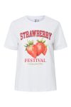 Pieces - T-shirt - Tille SS O-Neck Tee - Bright White/Strawberry
