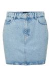 Pieces - Nederdel - Noel Denim Short Skirt - Light Blue Denim / Rhine Stones