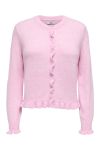 JDY - Cardigan - Letty L/S On Frill Cardigan - Pink Lady/Melange