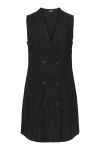 JDY - Kjole - Mary S/L Button Dress - Black Silver Pinstripe