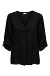 JDY - Top -Say 3/4 Linen V-Neck Top - Black