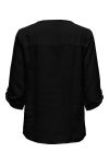 JDY - Top -Say 3/4 Linen V-Neck Top - Black