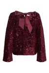 Pieces - Bluse - Kam LS Deep Back Bow Top - Tawny Port 
